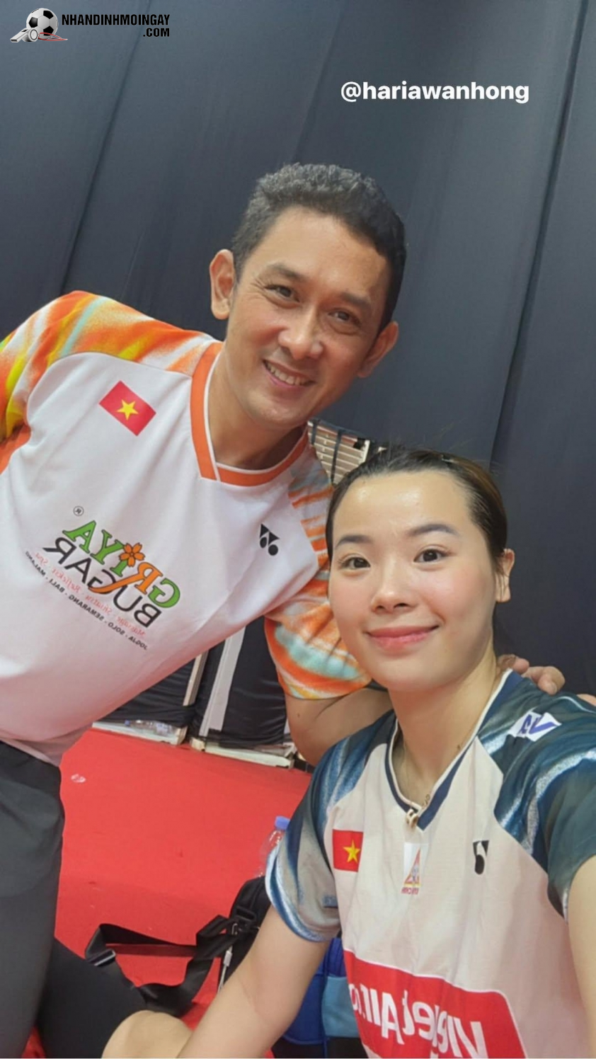 Nguyễn Thùy Linh và Hariawan Hong tại Indonesia Masters 2025 (Ảnh: FBNV)