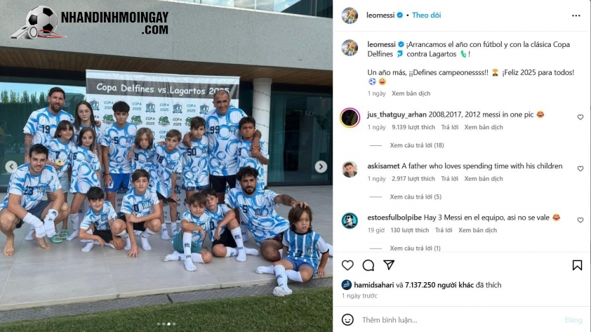 Messi đăng tải hình ảnh ấm áp bên cạnh gia đình. Ảnh: Instagram