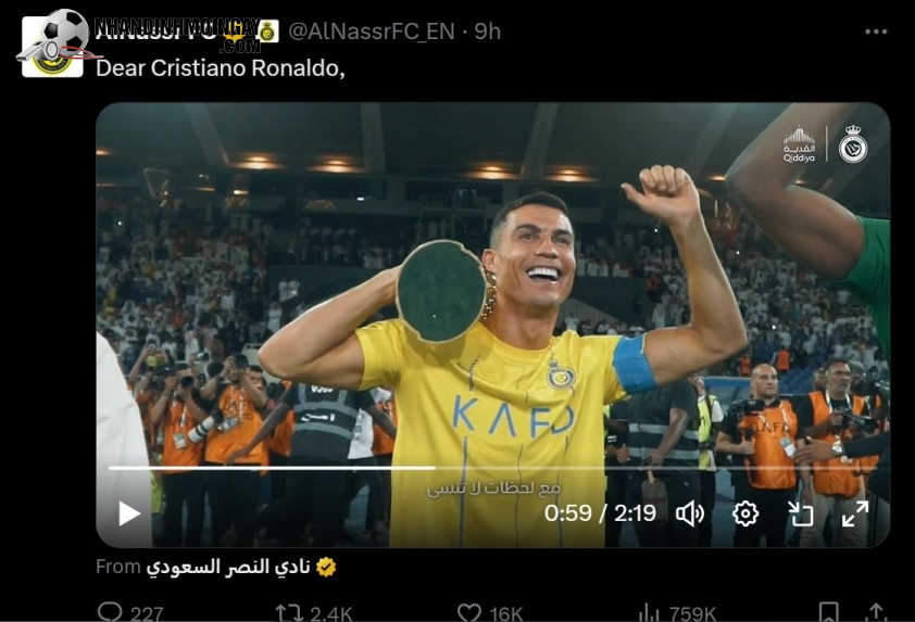 Al Nassr có động thái tri ân Ronaldo (Ảnh: X Al Nassr).