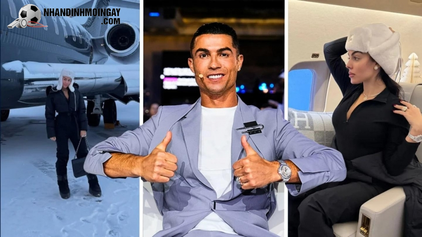 Ronaldo đã đưa bạn gái Georgina cùng các con đi du lịch bằng chuyên cơ mới (Ảnh: SportBible).